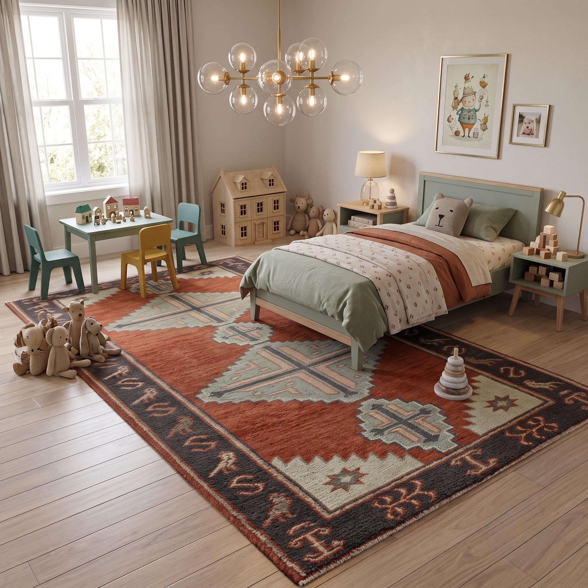 Hand Knotted Runner Rug | Tribal Wool Hallway Entryway Runner Custom Size Southwestern Area Rug