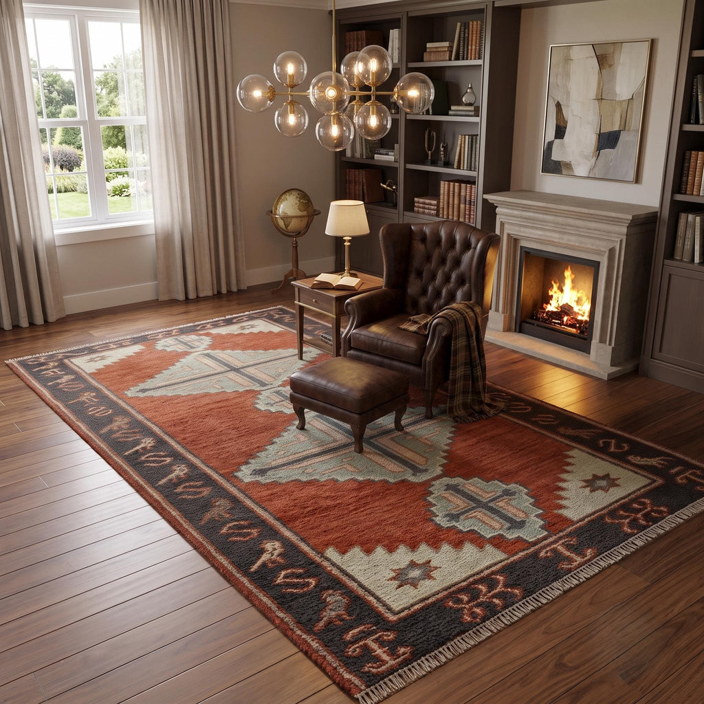 Hand Knotted Runner Rug | Tribal Wool Hallway Entryway Runner Custom Size Southwestern Area Rug