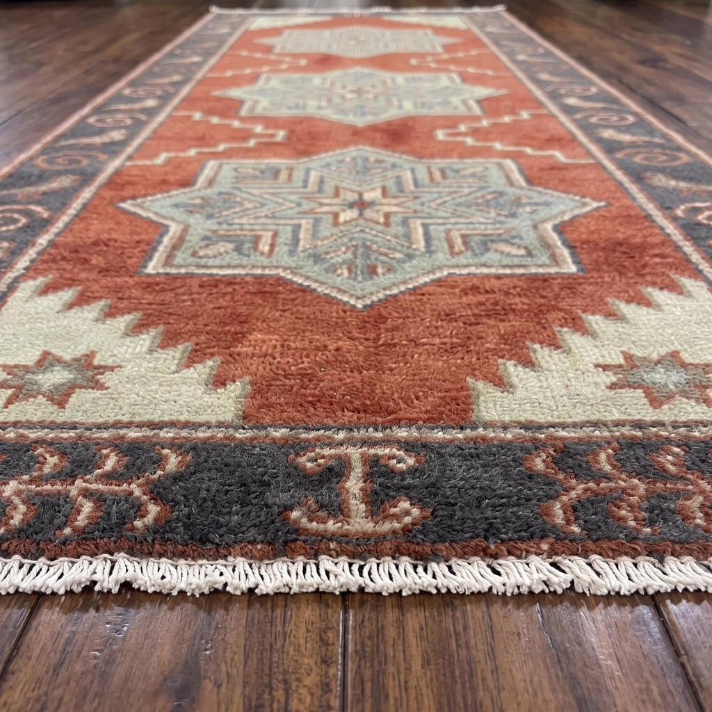Hand Knotted Runner Rug | Tribal Wool Hallway Entryway 4x20 Custom Handmade Southwestern Carpet Decor