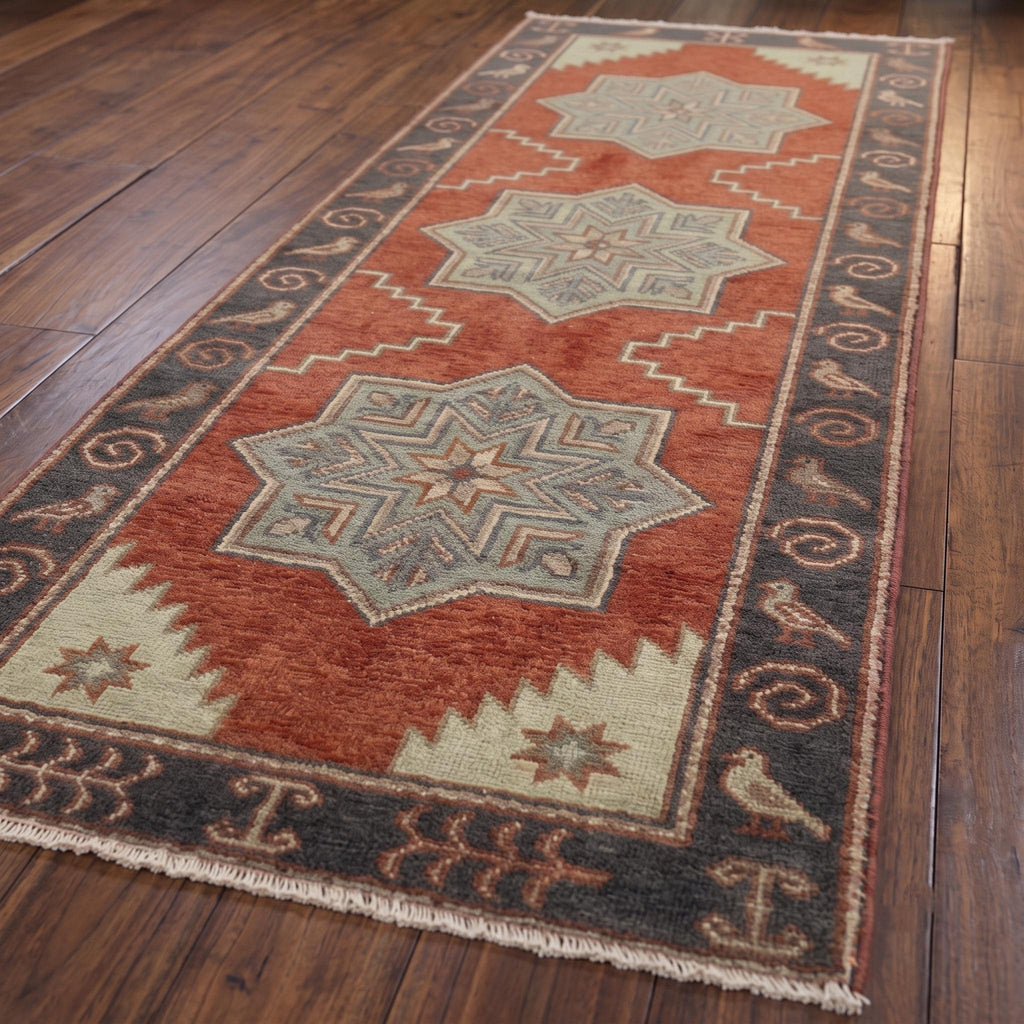 Hand Knotted Runner Rug | Tribal Wool Hallway Entryway 4x20 Custom Handmade Southwestern Carpet Decor