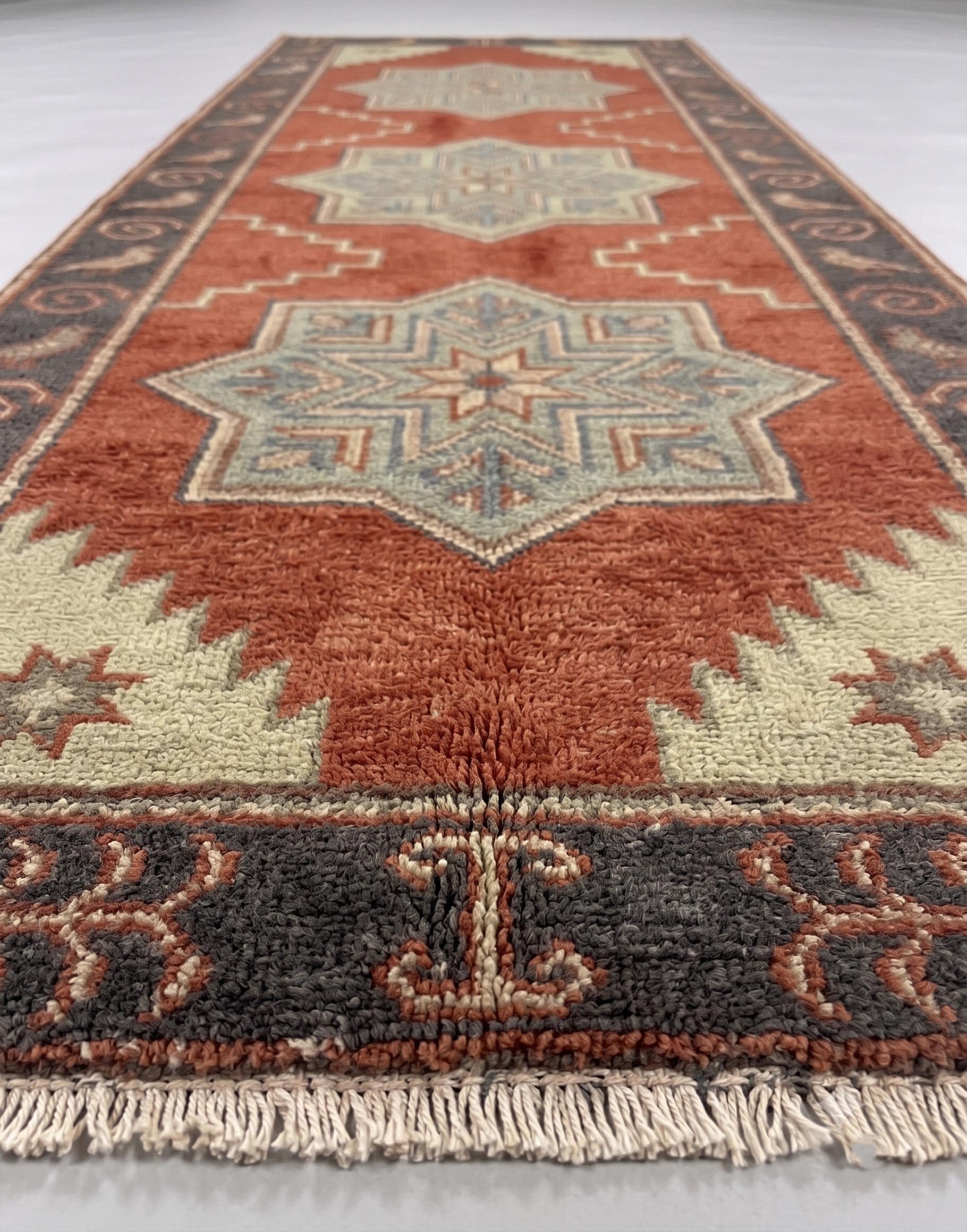 Hand Knotted Runner Rug | Tribal Wool Hallway Entryway 4x20 Custom Handmade Southwestern Carpet Decor