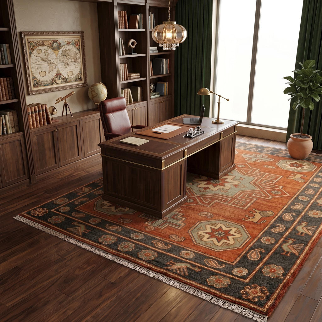 Hand Knotted Rug | Tribal Wool Living Room Area Rug 9x12 Custom Size Southwestern Carpet Decor