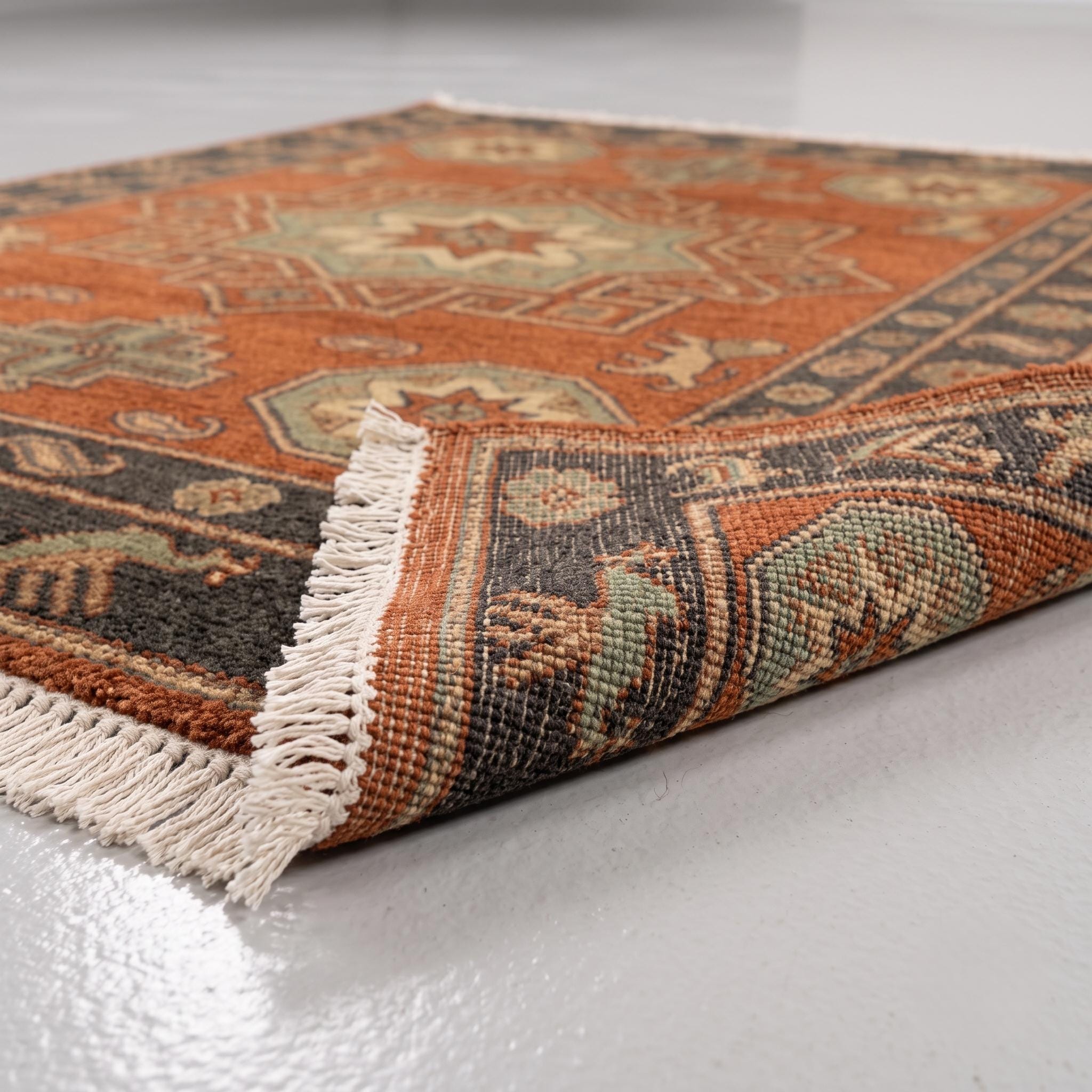 Hand Knotted Rug | Tribal Wool Living Room Area Rug 9x12 Custom Size Southwestern Carpet Decor