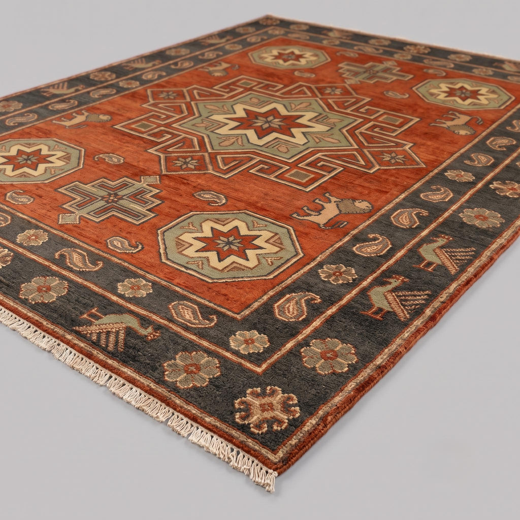 Hand Knotted Rug | Tribal Wool Living Room Area Rug 9x12 Custom Size Southwestern Carpet Decor