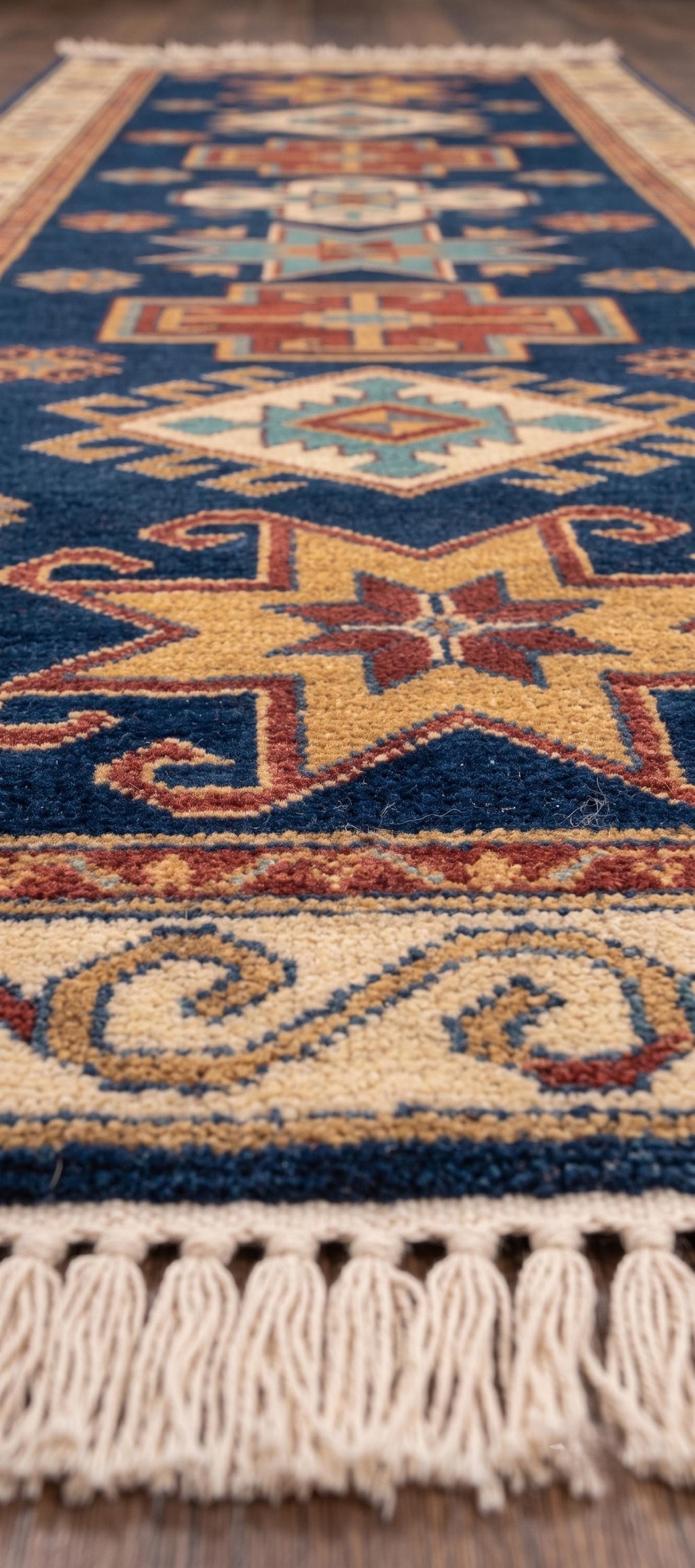 Hand Knotted Runner Rug | Tribal Wool Hallway Living Room 3x15 Custom Size Area Rug