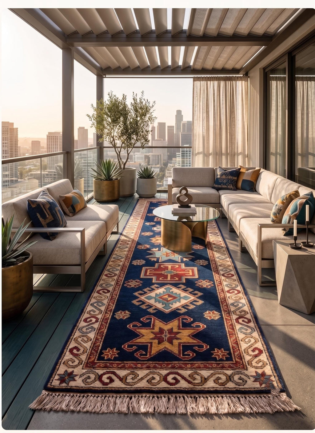 Hand Knotted Runner Rug | Tribal Wool Hallway Living Room 3x15 Custom Size Area Rug