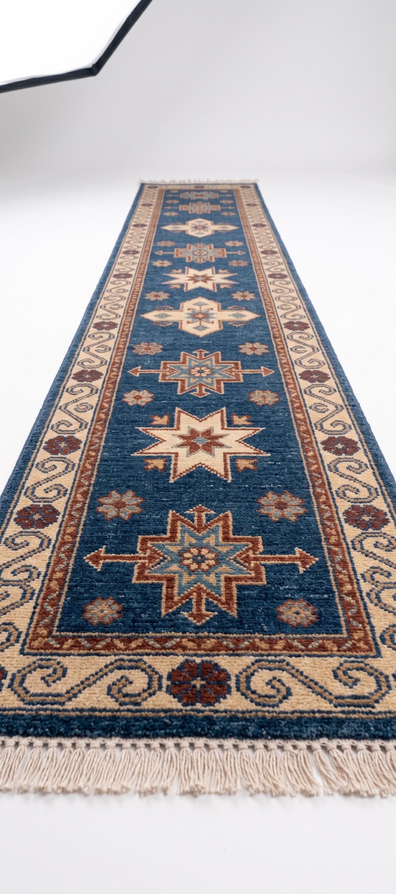 Hand Knotted Runner Rug | Tribal Wool Hallway Living Room 3x15 Custom Size Area Rug