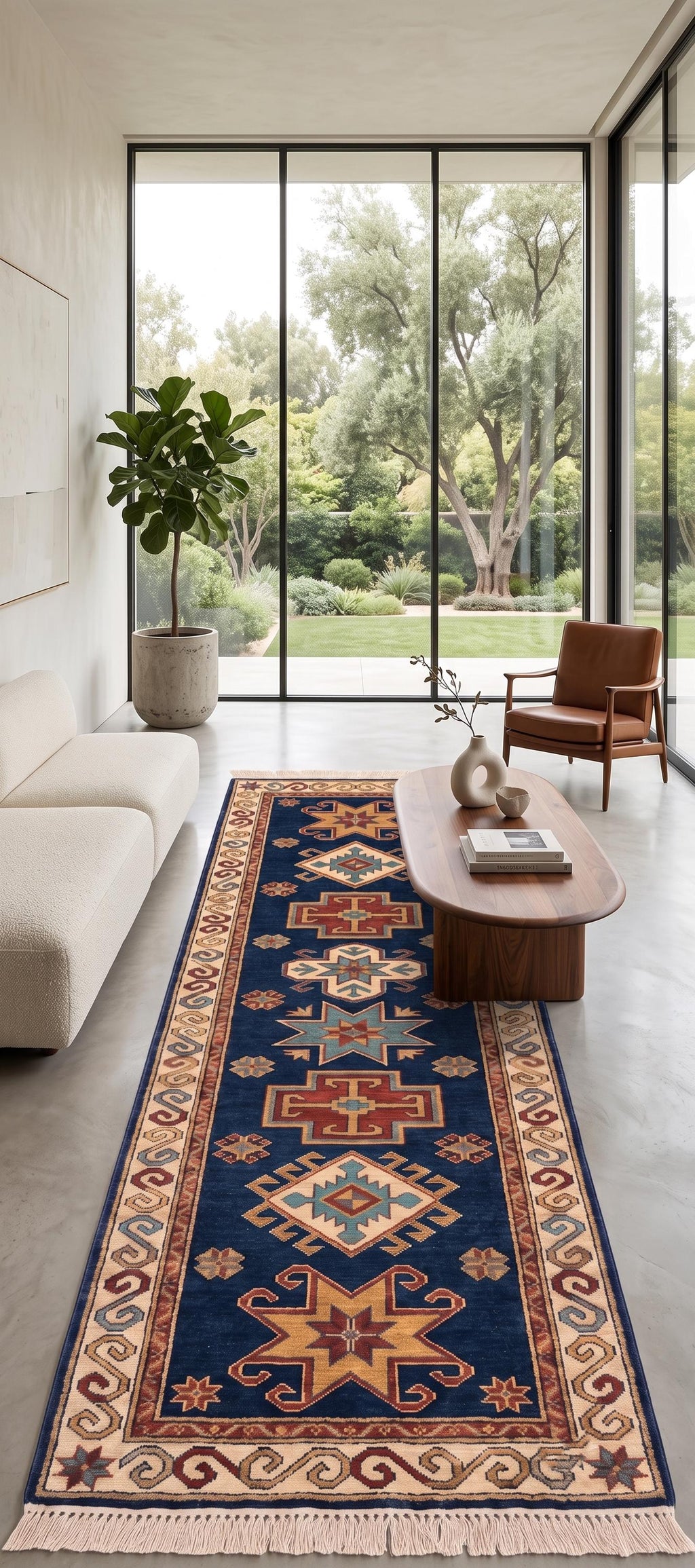 Hand Knotted Runner Rug | Tribal Wool Hallway Living Room 3x15 Custom Size Area Rug
