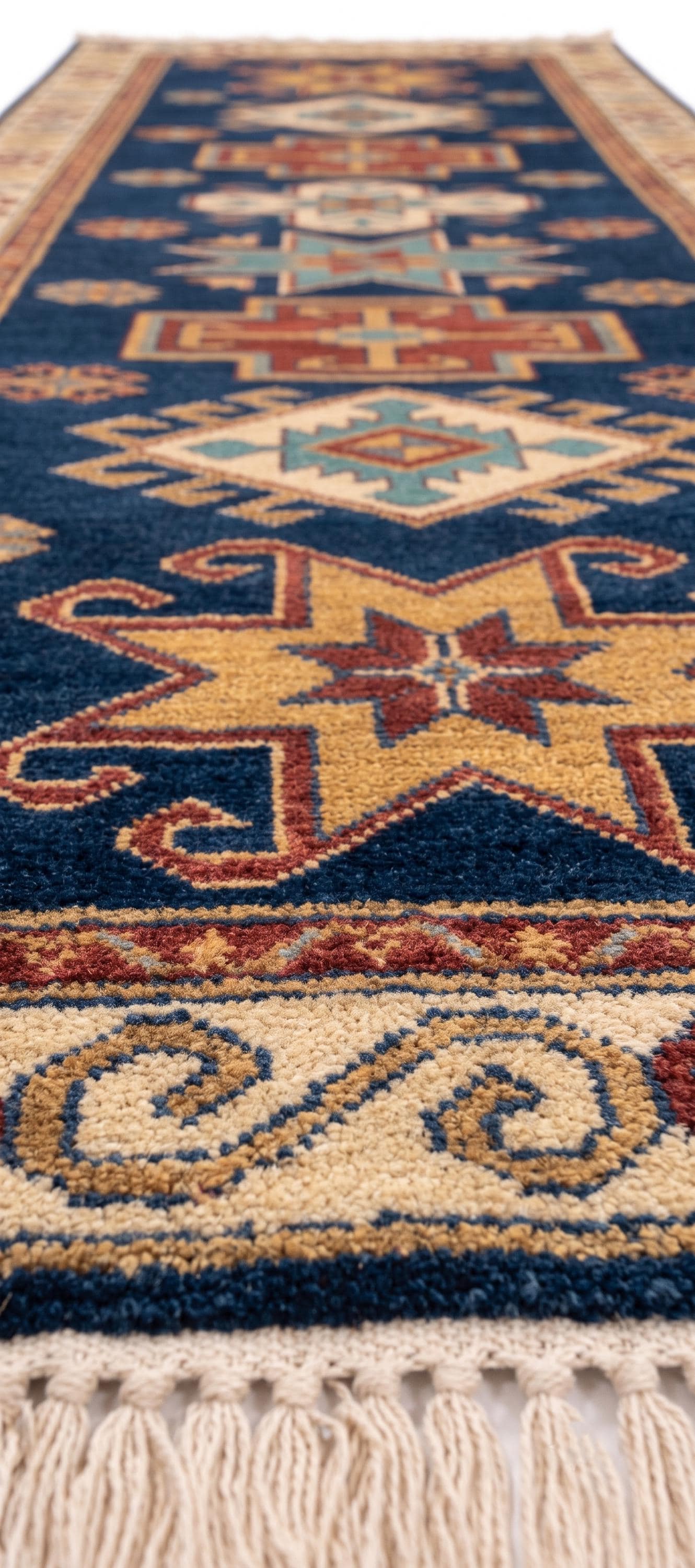 Hand Knotted Runner Rug | Tribal Wool Hallway Living Room 3x15 Custom Size Area Rug