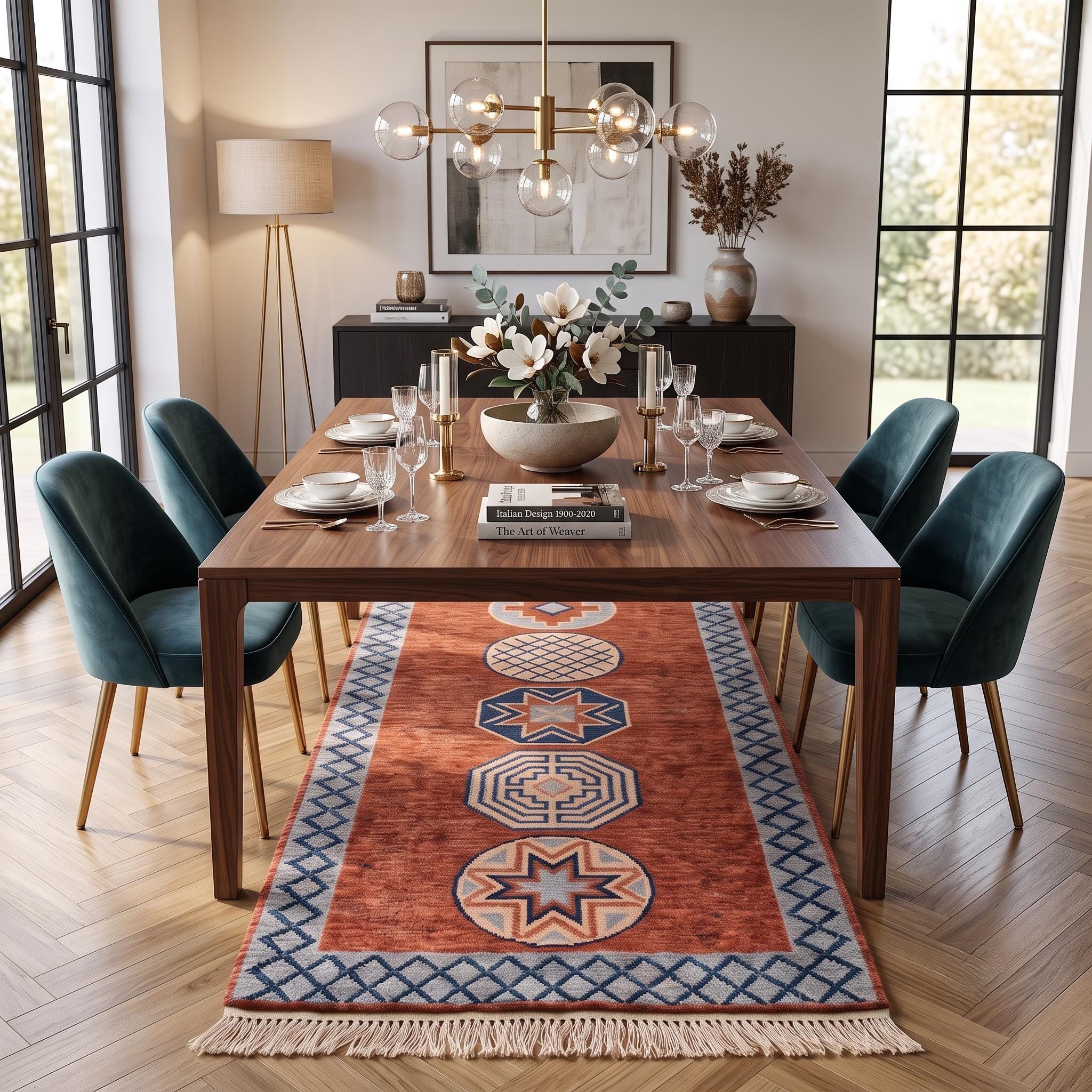 Tribal Runner Rug | Hand Knotted Wool | Hallway | Custom Size | Boho Decor