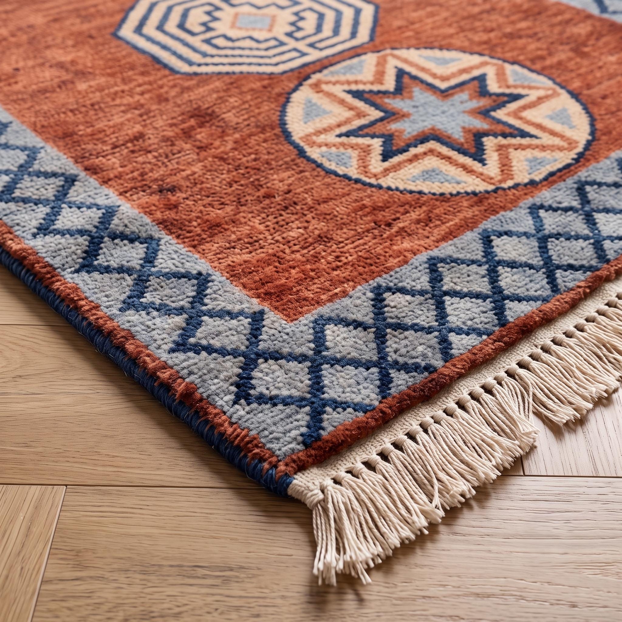 Tribal Runner Rug | Hand Knotted Wool | Hallway | Custom Size | Boho Decor