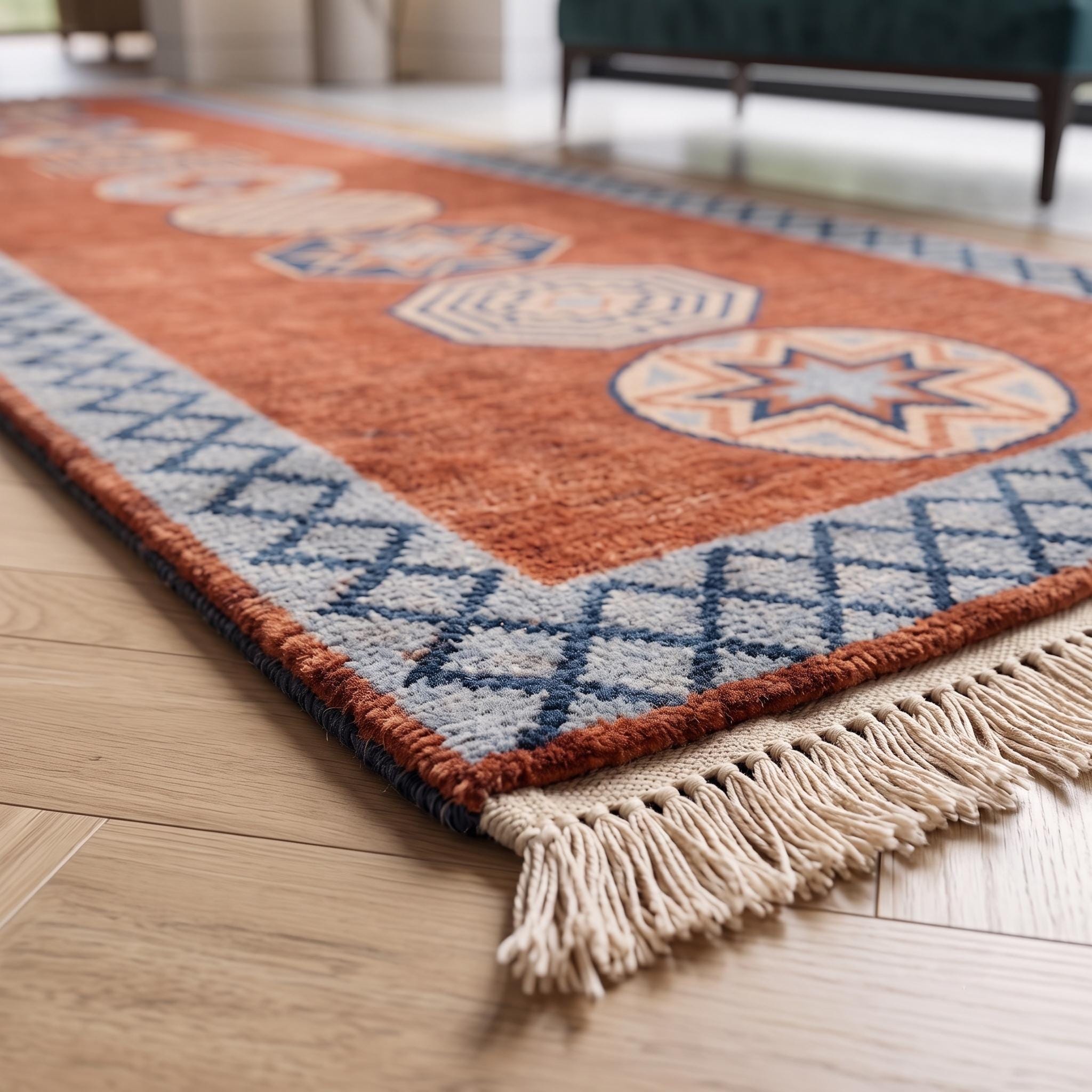 Tribal Runner Rug | Hand Knotted Wool | Hallway | Custom Size | Boho Decor