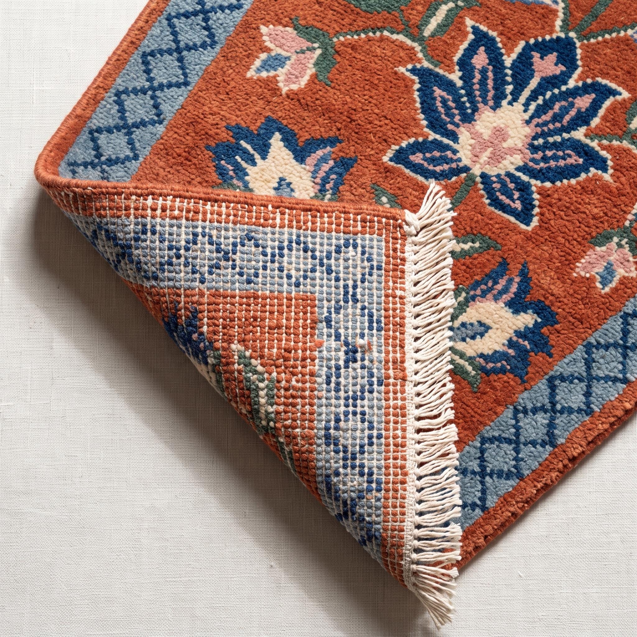 Floral Runner Rug | Traditional | Hand Knotted Wool | Hallway | Custom Size | Entryway Decor