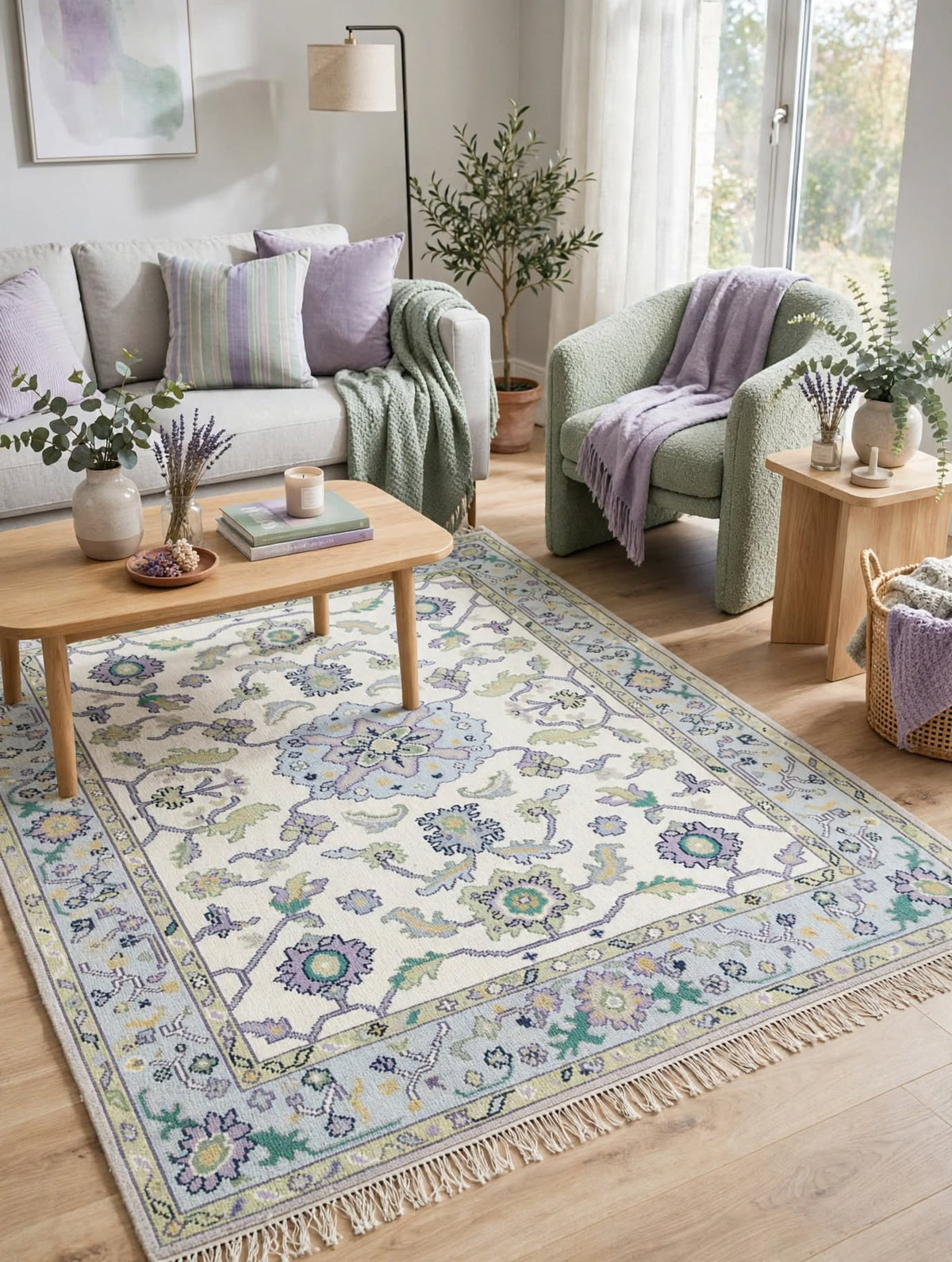 Hand-Knotted Wool Area Rug | Traditional Floral Vintage Carpet by CarpetRugDecor