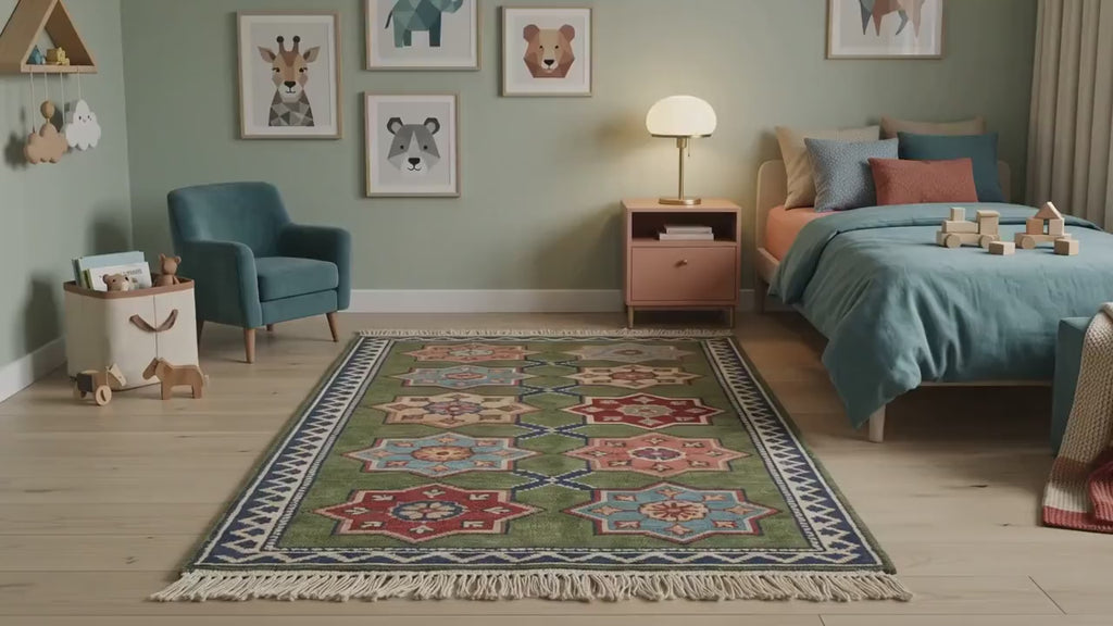 Hand Knotted Rug | Kazak Style | Wool | Living Room | Custom Size Area Carpet Handmade