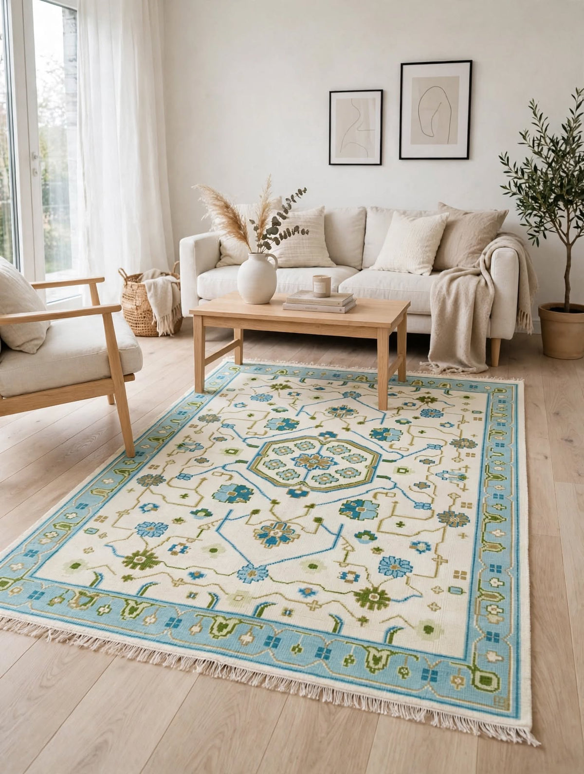 Hand-Knotted Floral Wool Area Rug | Vintage Classic Carpet by CarpetRugDecor